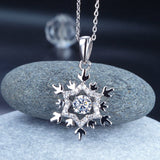 Dancing Stone Snowflake Pendant Necklace 925 Sterling Silver Good for Bridal Bridesmaid Gift XFN8055