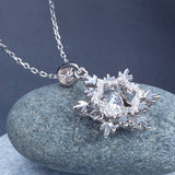 Dancing Stone Snowflake Pendant Necklace 925 Sterling Silver Good for Bridal Bridesmaid Gift XFN8055