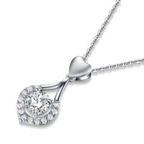 Dancing Stone use Swarovski Zirconia Heart Tear Drop Pendant Necklace 925 Sterling Silver XFN8134