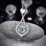 Dancing Stone use Swarovski Zirconia Heart Tear Drop Pendant Necklace 925 Sterling Silver XFN8134