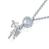 Love Angel Heart Dancing Stone Kids Girl Pendant Necklace 925 Sterling Silver Children Jewelry XFN8070