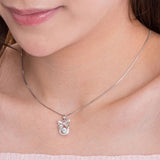 Ribbon Dancing Stone Pendant Necklace 925 Sterling Silver Good for Wedding Bridesmaid Gift XFN8073