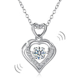 Double Heart Dancing Stone Pendant Necklace 925 Sterling Silver Good for Wedding Bridesmaid Gift XFN8079