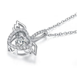 Heart Angel Wing Dancing Stone Pendant Necklace 925 Sterling Silver Good for Wedding Bridesmaid Gift XFN8081