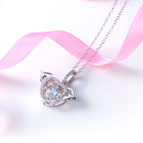 Heart Angel Wing Dancing Stone Pendant Necklace 925 Sterling Silver Good for Wedding Bridesmaid Gift XFN8081