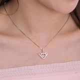 Heart Angel Wing Dancing Stone Pendant Necklace 925 Sterling Silver Good for Wedding Bridesmaid Gift XFN8081