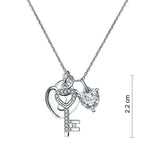 Love Heart Lock Key 925 Sterling Silver Pendant Necklace 1.5 Carat Created Diamond XFN8083