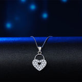 Love Heart Lock 925 Sterling Silver Pendant Necklace Lady Jewelry XFN8084