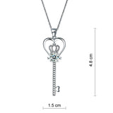 Love Heart Crown Key 925 Sterling Silver Pendant Necklace Created Diamond Jewelry 1.25 Carat XFN8085