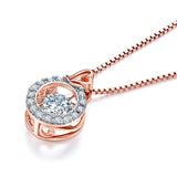 Dancing Stone Pendant Necklace Solid 925 Sterling Silver Rose Gold Plated