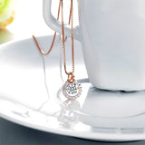 Dancing Stone Pendant Necklace Solid 925 Sterling Silver Rose Gold Plated
