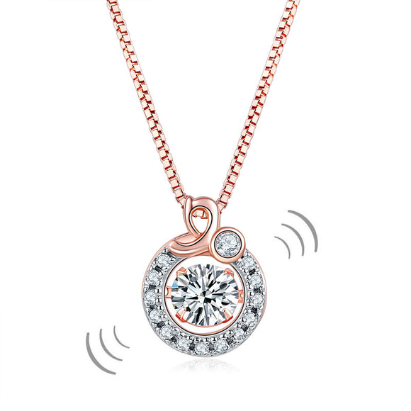 Dancing Stone Pendant Necklace Solid 925 Sterling Silver Rose Gold Plated