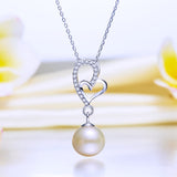 Fresh Water Pearl Heart Necklace 925 Sterling Silver XFN8120