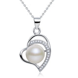 Fresh Water Pearl Heart Necklace 925 Sterling Silver XFN8121