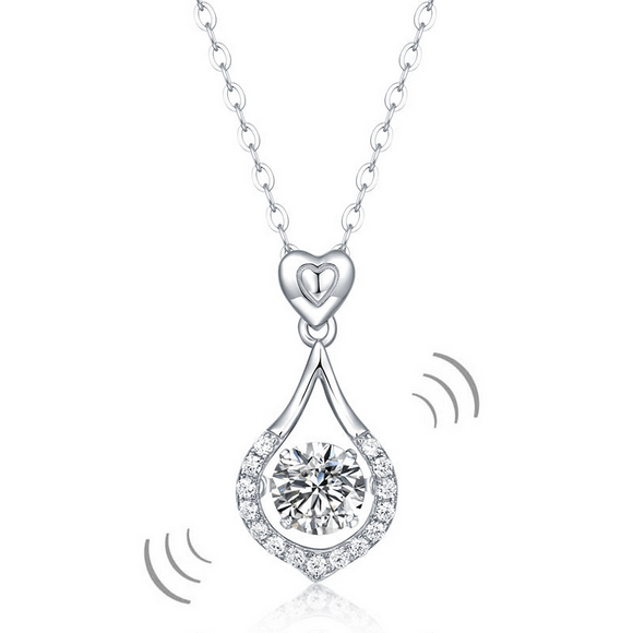 1 Carat Moissanite Diamond Dancing Stone Tear Drop Necklace 925 Sterling Silver MFN8136