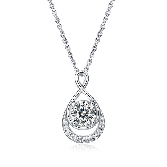 1 Ct Moissanite Diamond Infinity Pendant Necklace 925 Sterling Silver MFN8150