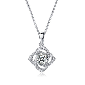 1 Ct Moissanite Diamond Rose Pendant Necklace 925 Sterling Silver MFN8152