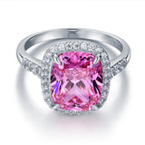 Solid 925 Sterling Silver Luxury Engagement Ring 6 Ct Cushion Fancy Pink Created Diamond XFR8150