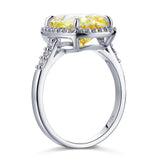 Solid 925 Sterling Silver Luxury Engagement Ring 6 ct Cushion Cut Yellow Canary Created Diamante Jewelry XFR8151