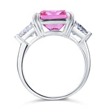 925 Sterling Silver Three-Stone Luxury Ring 8 Carat Fancy Pink Created Diamond XFR8156
