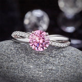 925 Sterling Silver Wedding Promise Anniversary Ring 1.25 Ct Fancy Pink Created Diamond XFR8248