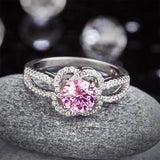 Floral 925 Sterling Silver Wedding Promise Anniversary Ring 1 Ct Fancy Pink Created Diamond Jewelry XFR8250