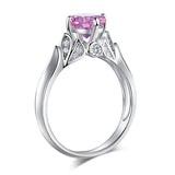 Flower 925 Sterling Silver Wedding Promise Anniversary Ring 1.25 Ct Fancy Pink Created Diamond Jewelry XFR8258