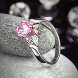 Flower 925 Sterling Silver Wedding Promise Anniversary Ring 1.25 Ct Fancy Pink Created Diamond Jewelry XFR8258