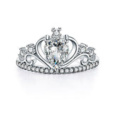 Solid 925 Sterling Silver Crown Ring 1 Carat Pear Cut for Lady Trendy Stylish Jewelry XFR8278