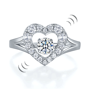 Dancing Stone Heart Solid 925 Sterling Silver Ring Fashion Wedding Jewelry XFR8283