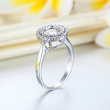 Dancing Stone Double Halo Solid 925 Sterling Silver Ring Fashion Wedding Jewelry XFR8285