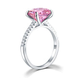 Solid 925 Sterling Silver 4 Carat Anniversary Ring Fancy Pink Oval Cut Luxury Jewelry XFR8302