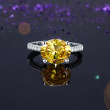 Solid 925 Sterling Silver 4 Carat Anniversary Luxury Ring Yellow Canary Oval Party Jewelry XFR8304