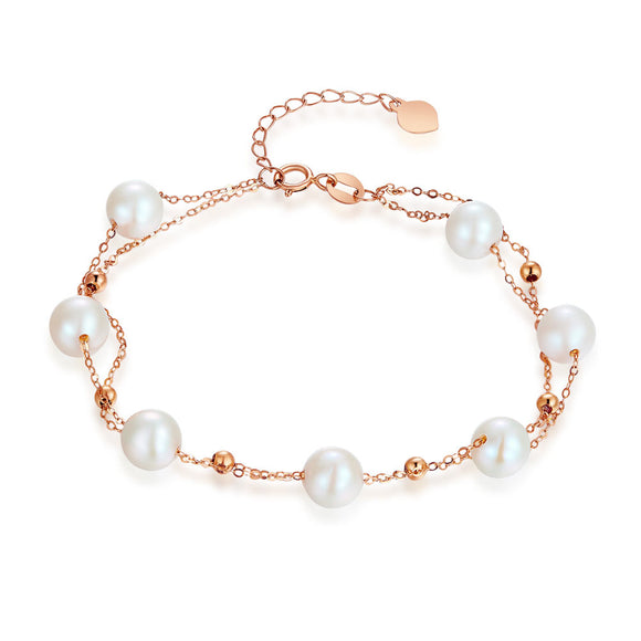 18K/ 750 Rose Gold 7 Pieces Pearls Bracelet (7 Piece Pearls) KB7004