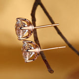 Solid 14K Rose Gold Stud 2.5 Ct Natural Clear Topaz Earrings KE7003