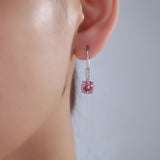 14K White Gold Dangle 2.5 Ct Natural Pink Topaz Earrings KE7008