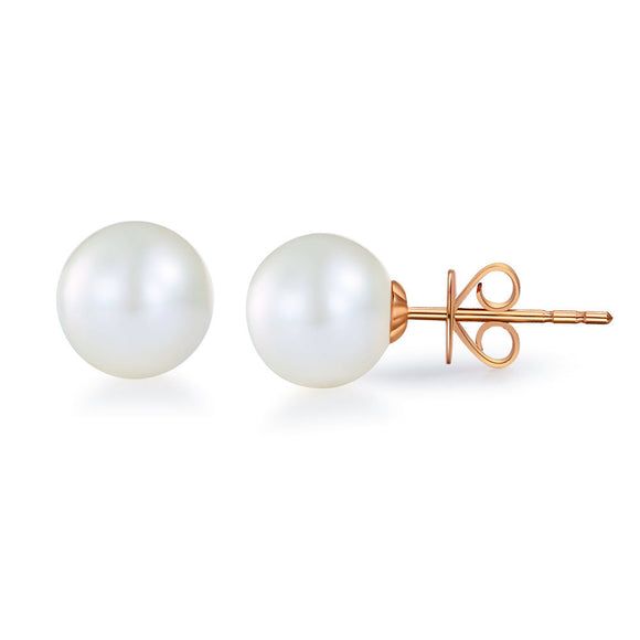 Buy Pearl Enclosed Flower Rose Gold Plated Sterling Silver Stud Earrings by  Mannash™ Jewellery