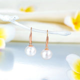 18K/750 Rose Gold Drop Dangle Pearl Earrings 8 mm KE7053