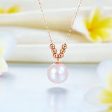 18K/ 750 Rose Gold Dangle Pearls Necklace KN7071