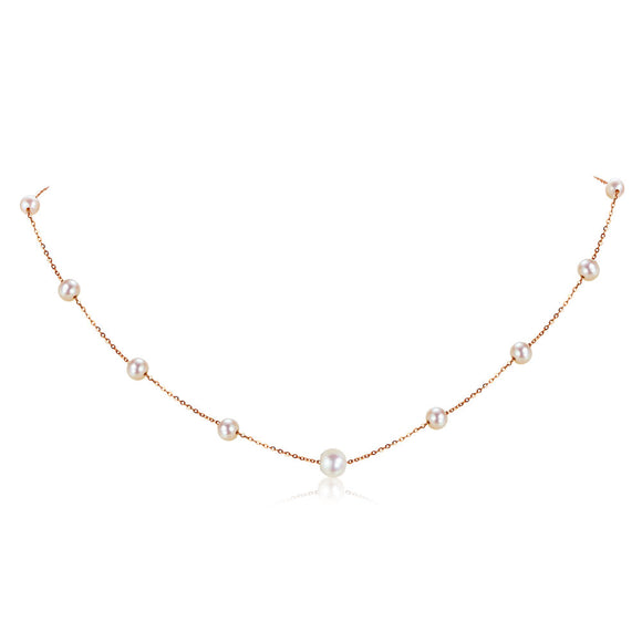18K/ 750 Rose Gold Pearls Necklace KN7073