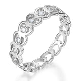 Solid 14K White Gold Heart Wedding Band Women Ring 0.07 Ct Diamond Fine Jewelry KR7099