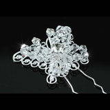 4 pcs X Bridal Handmade Butterfly Crystal Silver Hair Pins XP1146