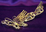 Bridal Wedding Butterfly Rhinestone Gold Plated Hair Comb XT1061