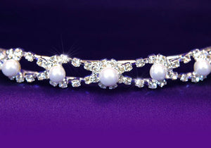 Bridal Wedding Crystal Faux Pearl Headband Tiara XT1077