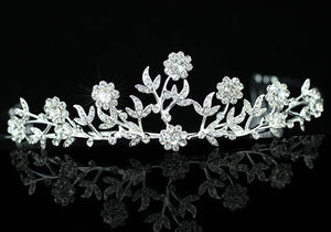 Bridal Wedding Sparkling Clear Crystal Flower Tiara XT1187