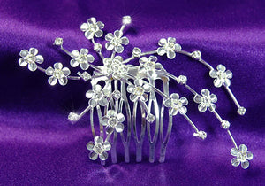 Bridal Wedding Flower Crystal Side / Back Hair Comb XT1192