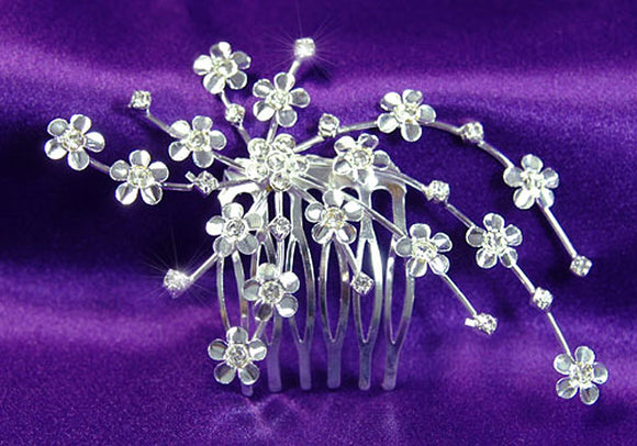 Bridal Wedding Flower Crystal Side / Back Hair Comb XT1192