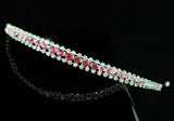 Bridal 3 Row Pink Clear Crystal Headband Tiara XT1204