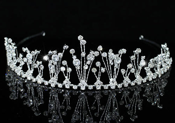 Bridal Rhinestone Crystal Headband Silver Plated Tiara XT1230