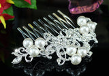 Wedding  Crystal White Pearl Hair Comb XT1362